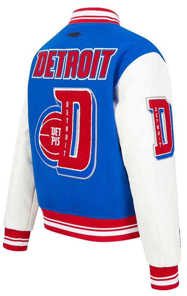 Pro Standard Women's Detroit Pistons Blue Classic Rib Wool Varsity Jacket product image