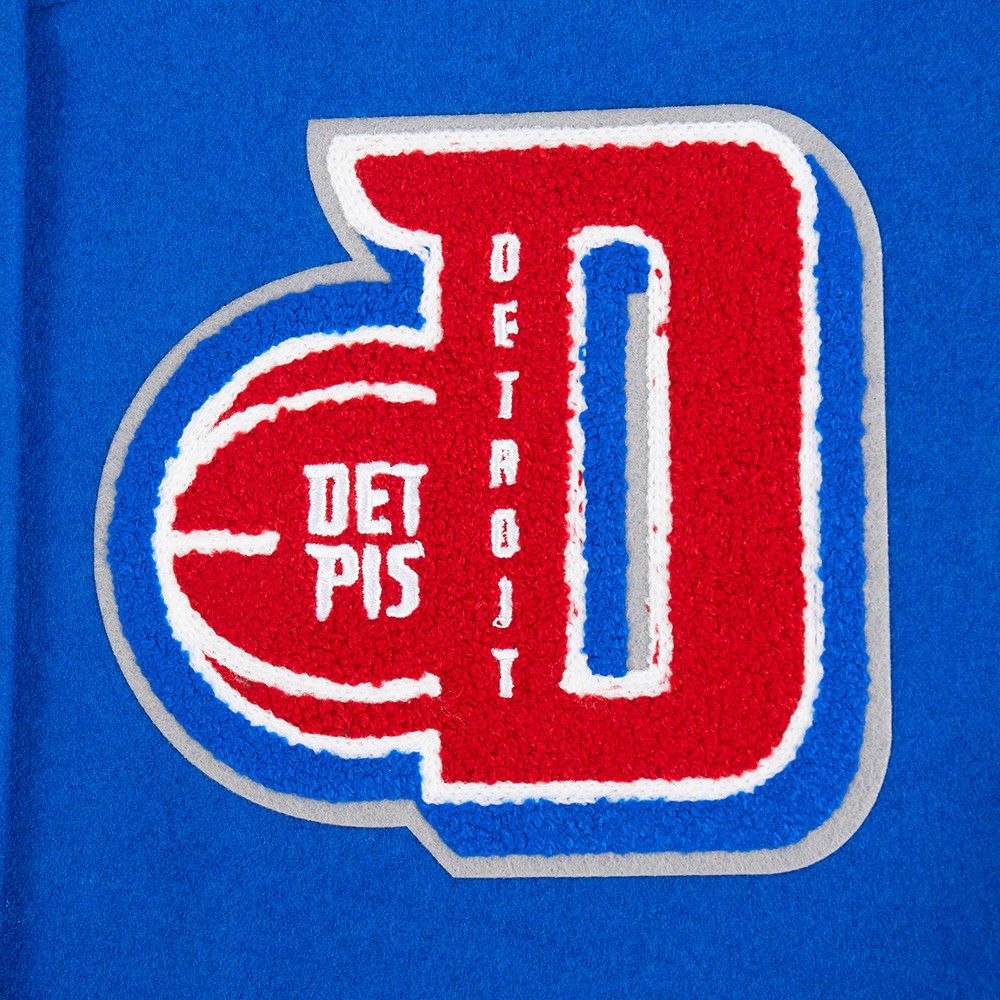 Pro Standard Women's Detroit Pistons Blue Classic Rib Wool Varsity Jacket product image