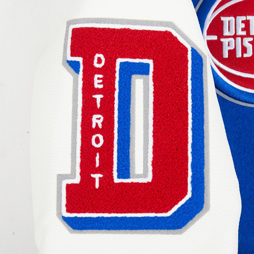 Pro Standard Women's Detroit Pistons Blue Classic Rib Wool Varsity Jacket product image