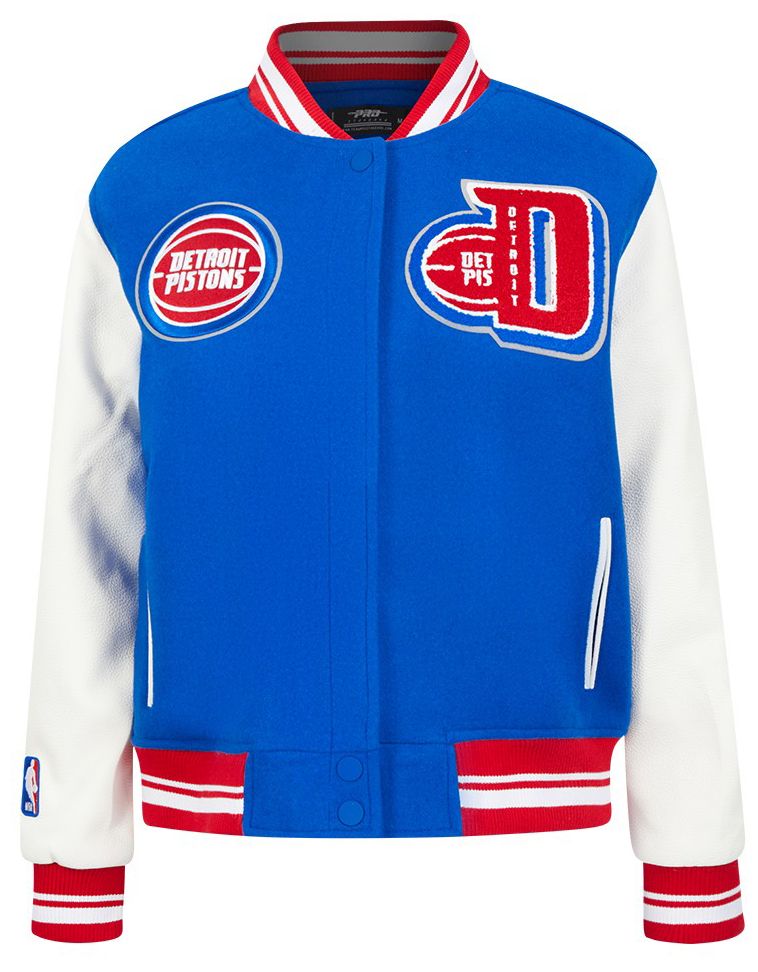 Pro Standard Women's Detroit Pistons Blue Classic Rib Wool Varsity Jacket product image