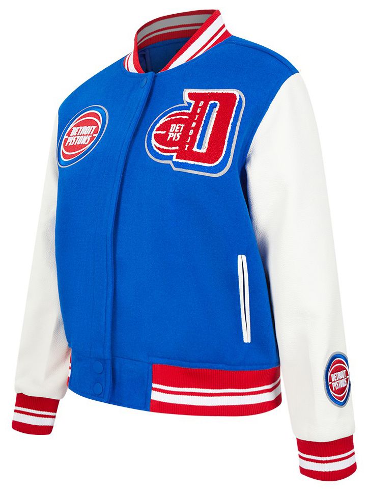 Pro Standard Women's Detroit Pistons Blue Classic Rib Wool Varsity Jacket product image