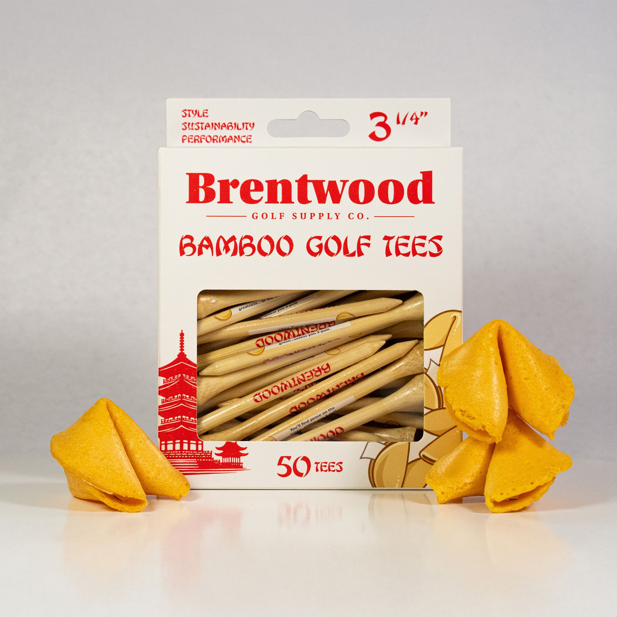 Brentwood Golf Supply 3.25" Fortune Cookie Golf Tees - 50 Pack product image