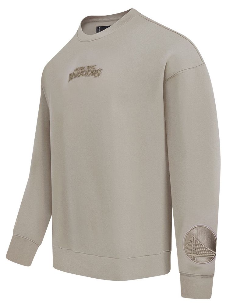 Pro Standard Men's Golden State Warriors Taupe Wing Span Drop Fleece Crew Sweatshirt product image
