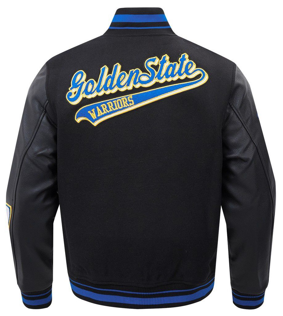 Pro Standard Men's Golden State Warriors Black Script Tail Rib Wool Varsity Jacket product image
