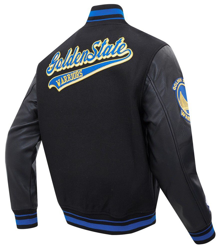 Pro Standard Men's Golden State Warriors Black Script Tail Rib Wool Varsity Jacket product image