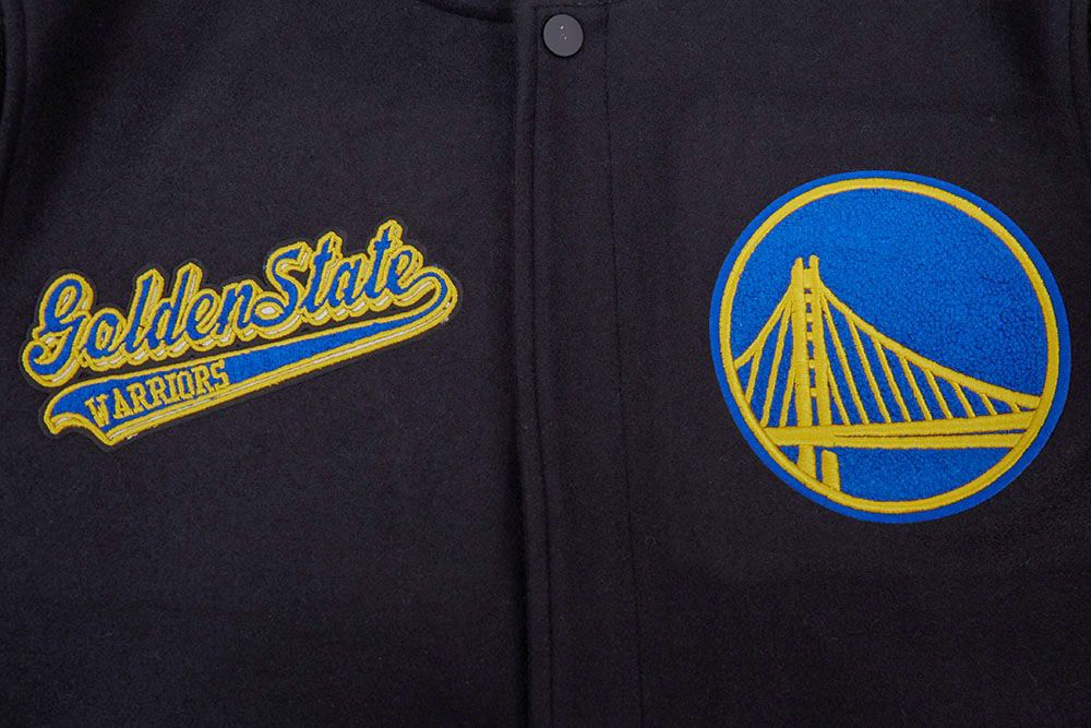 Pro Standard Men's Golden State Warriors Black Script Tail Rib Wool Varsity Jacket product image