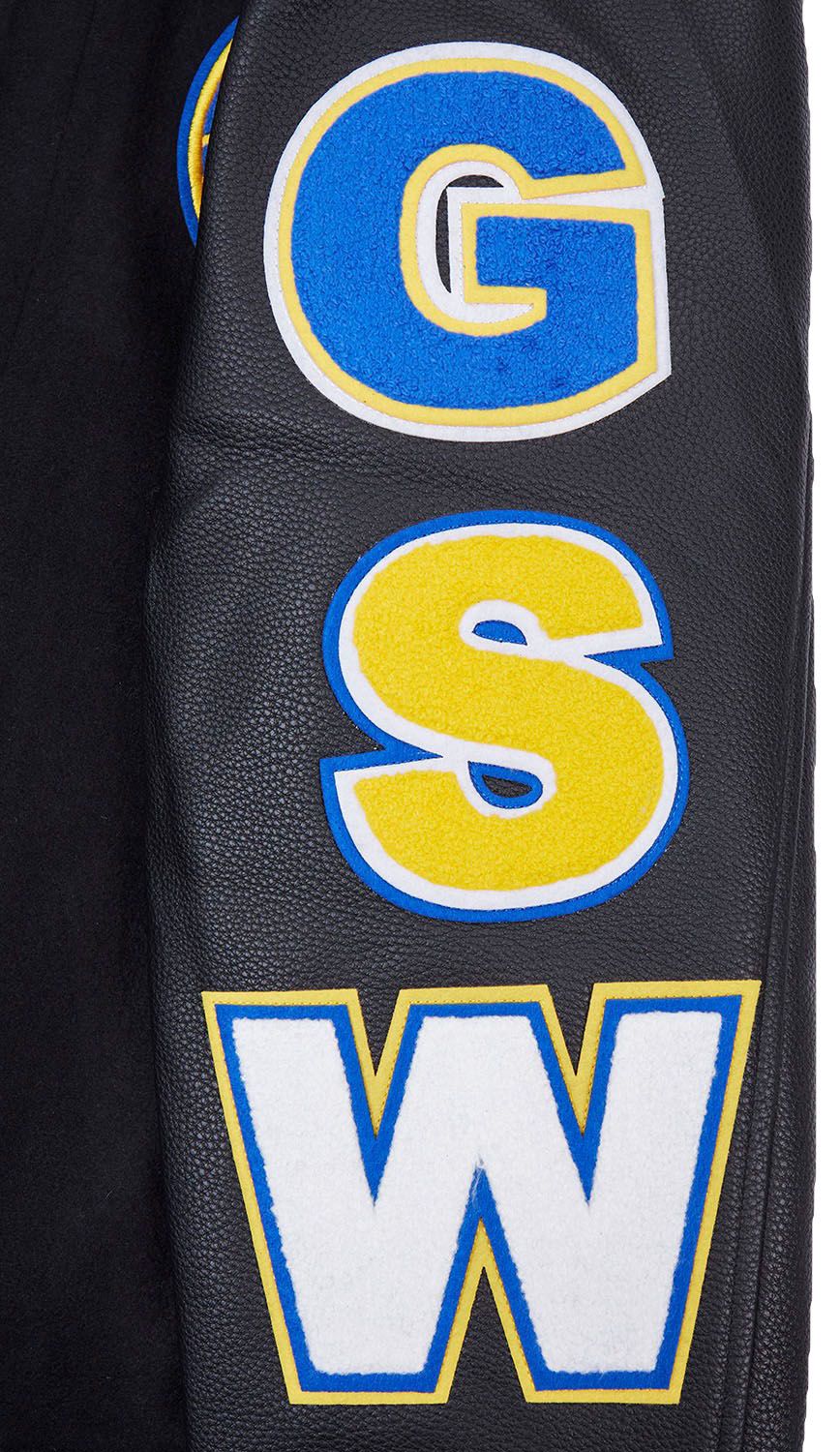 Pro Standard Men's Golden State Warriors Black Script Tail Rib Wool Varsity Jacket product image