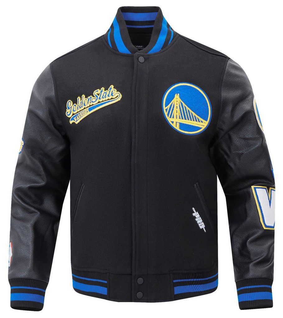 Pro Standard Men's Golden State Warriors Black Script Tail Rib Wool Varsity Jacket product image