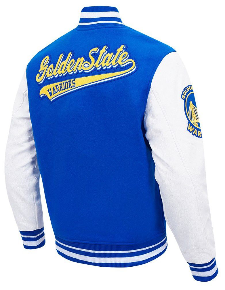 Pro Standard Men's Golden State Warriors Royal Script Tail Rib Wool Varsity Jacket product image
