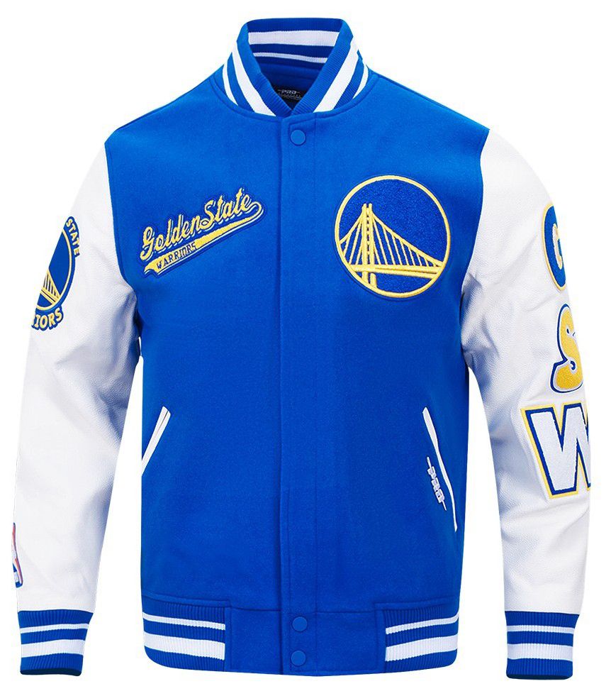 Pro Standard Men's Golden State Warriors Royal Script Tail Rib Wool Varsity Jacket product image