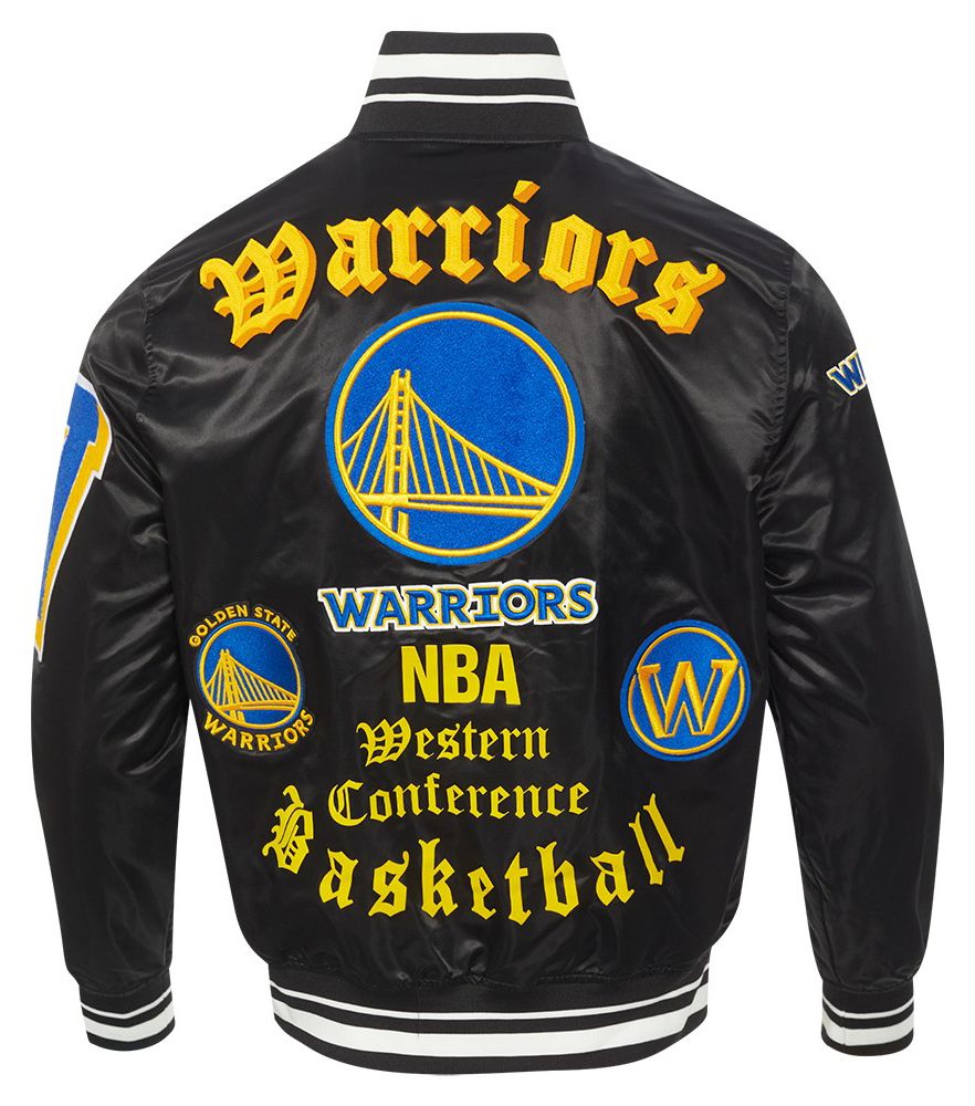 Pro Standard Men's Golden State Warriors Black Old English Rib Satin Jacket product image