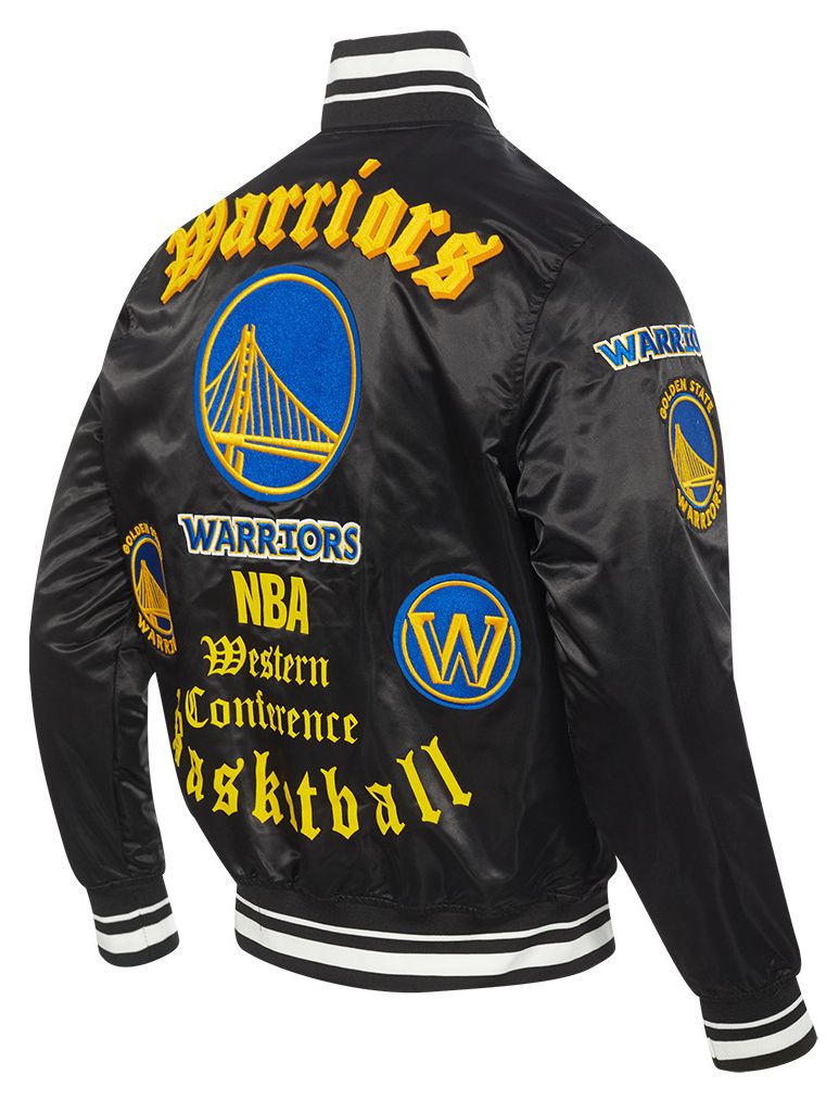 Pro Standard Men's Golden State Warriors Black Old English Rib Satin Jacket product image