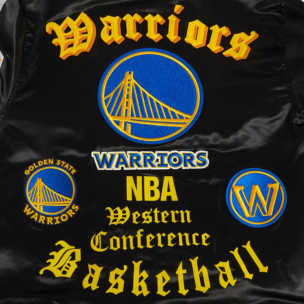Pro Standard Men's Golden State Warriors Black Old English Rib Satin Jacket product image