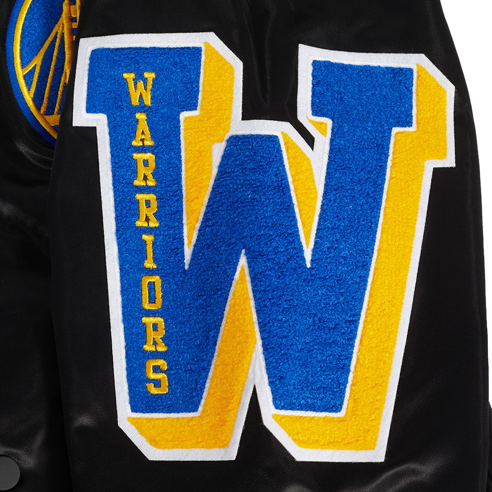 Pro Standard Men's Golden State Warriors Black Old English Rib Satin Jacket product image