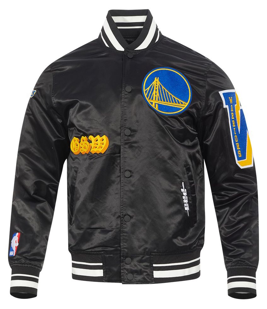 Pro Standard Men's Golden State Warriors Black Old English Rib Satin Jacket product image