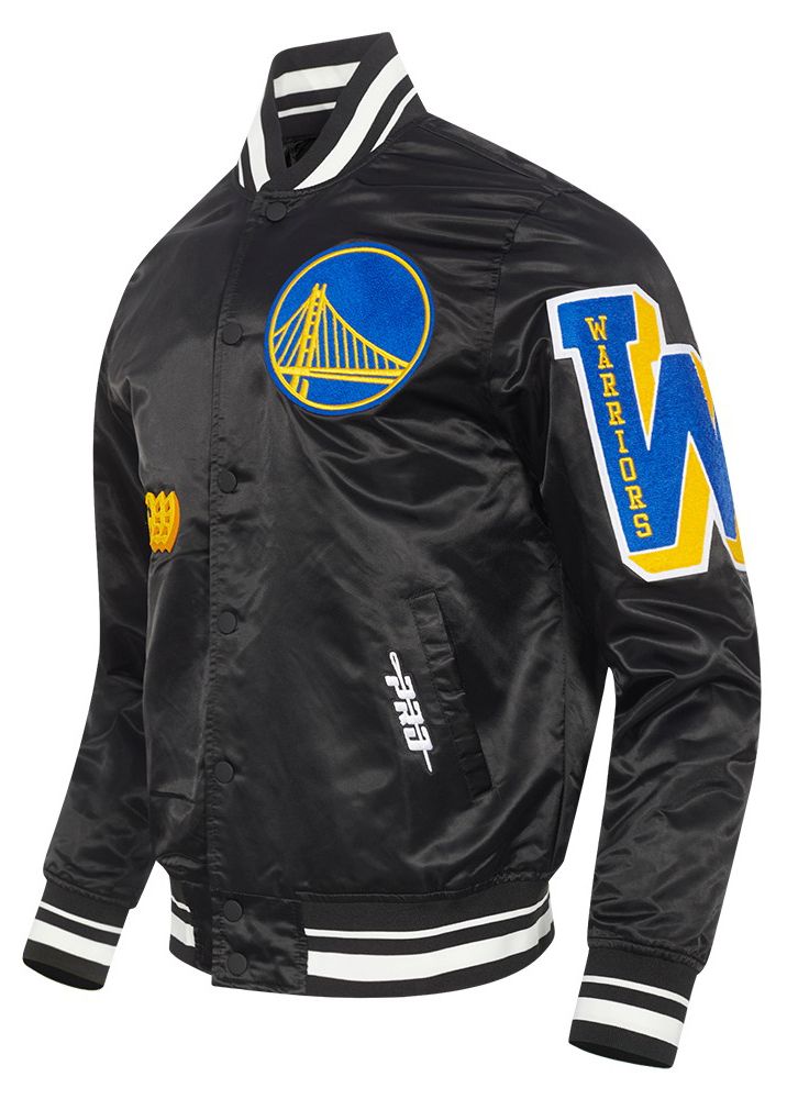 Pro Standard Men's Golden State Warriors Black Old English Rib Satin Jacket product image