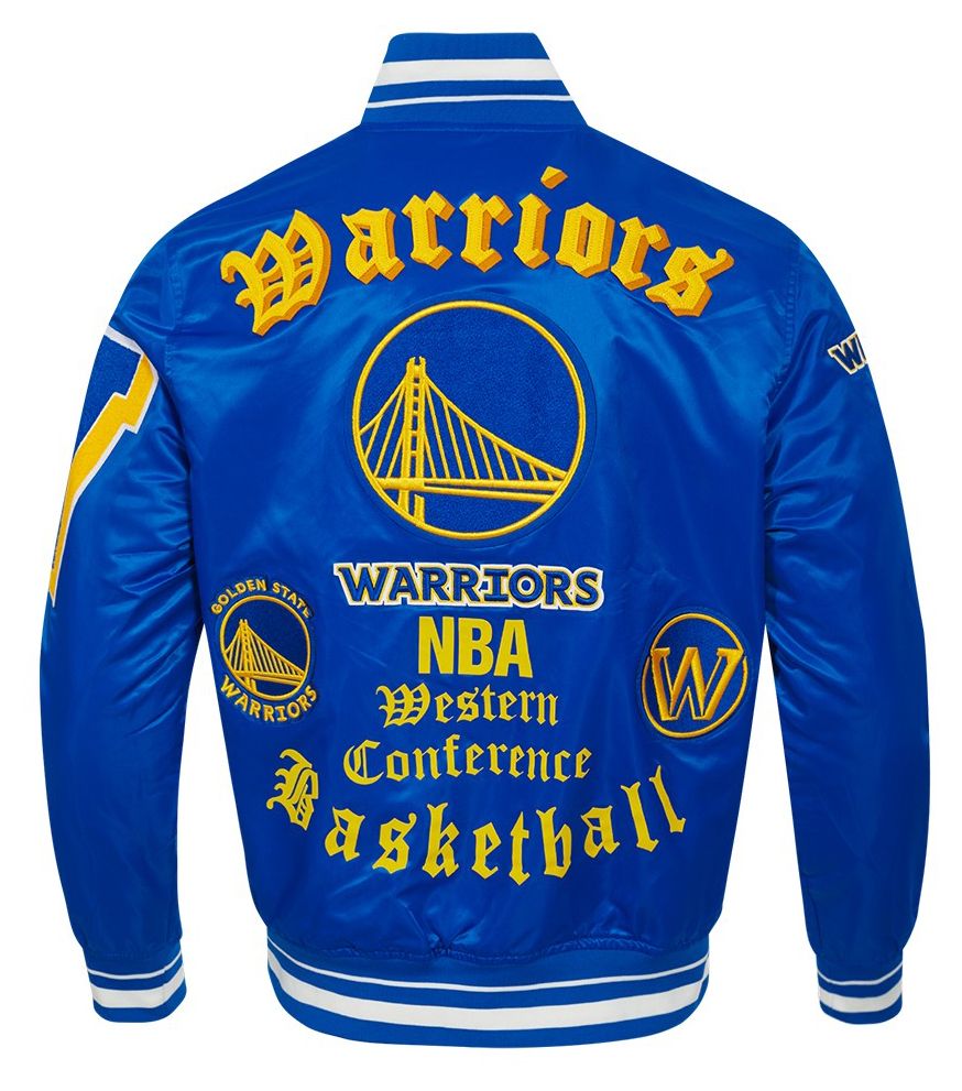 Pro Standard Men's Golden State Warriors Royal Old English Rib Satin Jacket product image