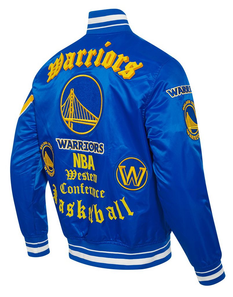Pro Standard Men's Golden State Warriors Royal Old English Rib Satin Jacket product image