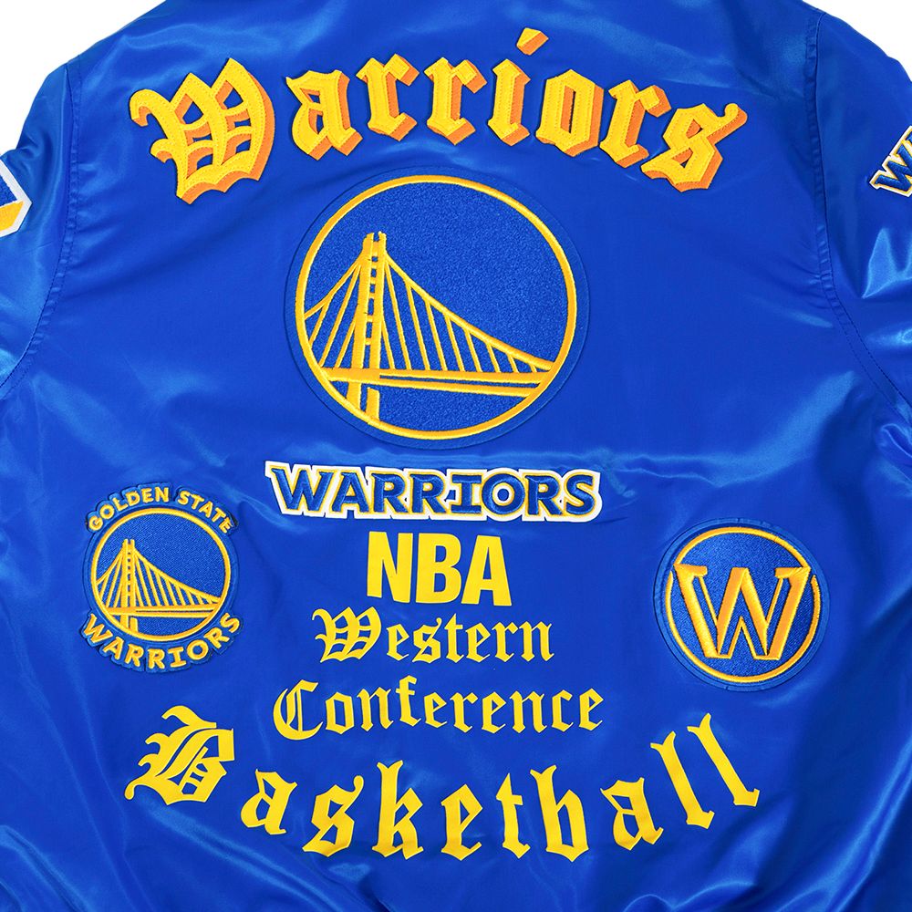 Pro Standard Men's Golden State Warriors Royal Old English Rib Satin Jacket product image