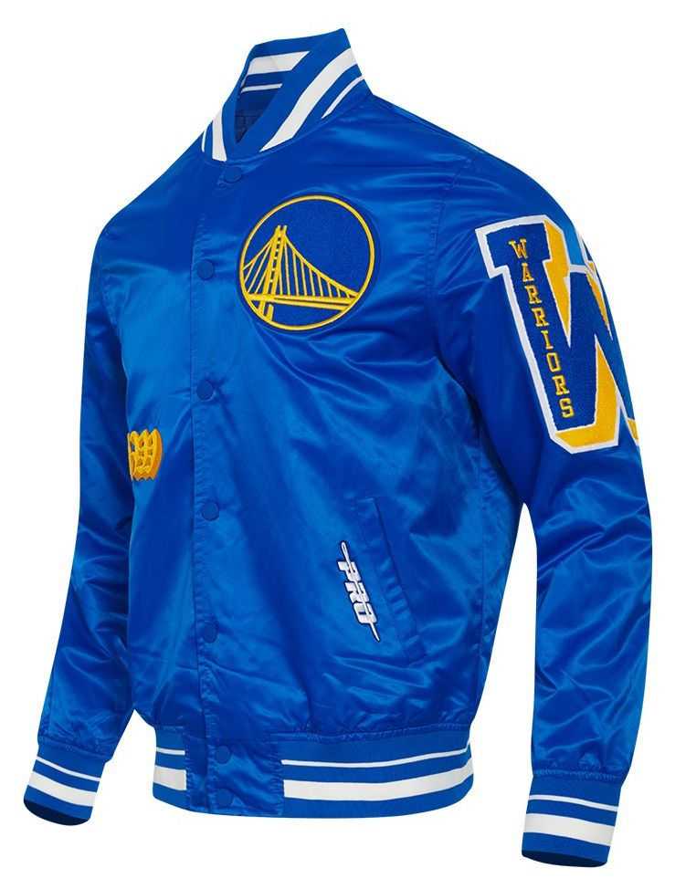 Pro Standard Men's Golden State Warriors Royal Old English Rib Satin Jacket product image