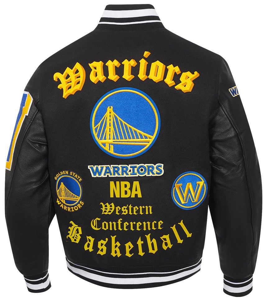 Pro Standard Men's Golden State Warriors Black Old English Rib Wool Varsity Jacket product image