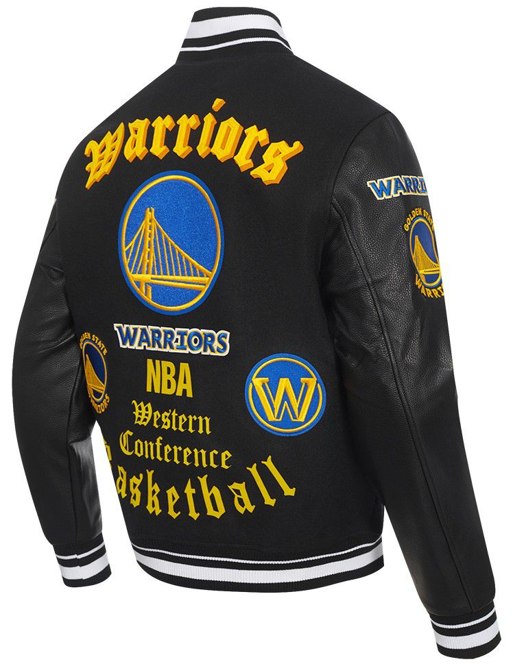 Pro Standard Men's Golden State Warriors Black Old English Rib Wool Varsity Jacket product image