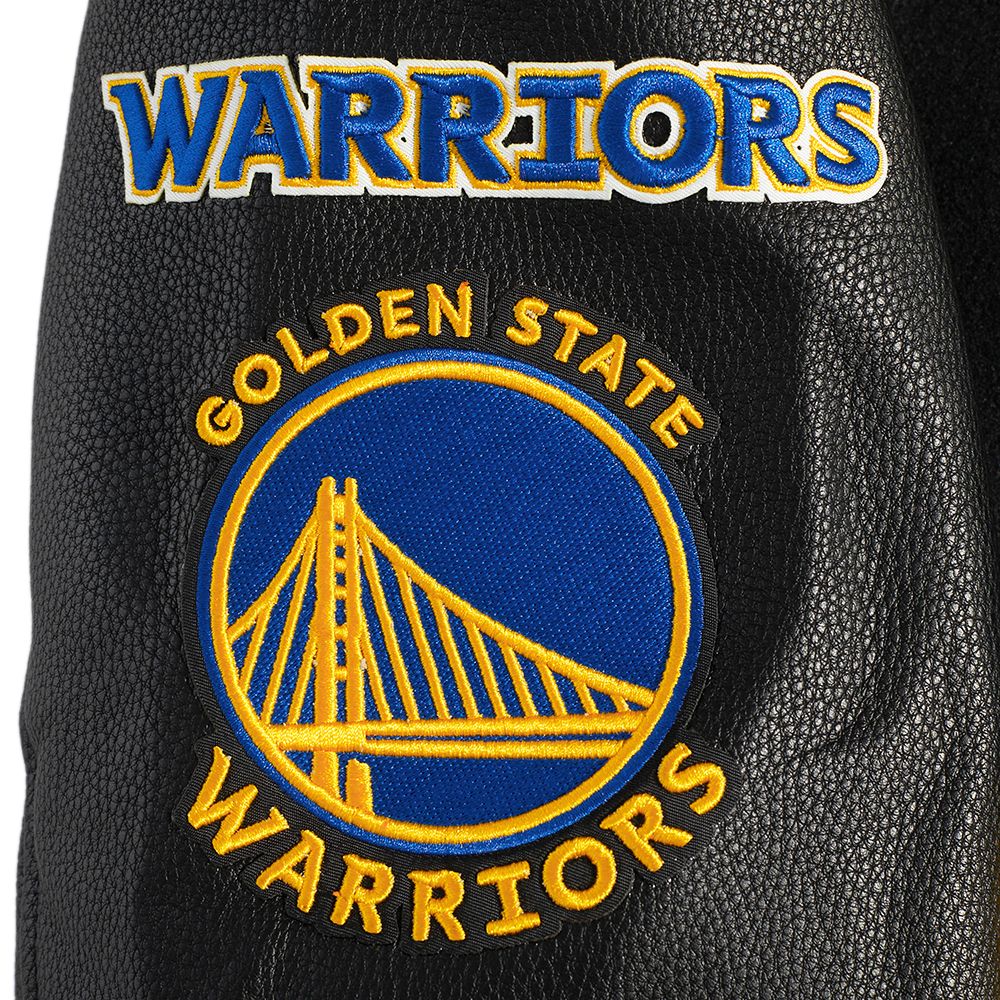 Pro Standard Men's Golden State Warriors Black Old English Rib Wool Varsity Jacket product image