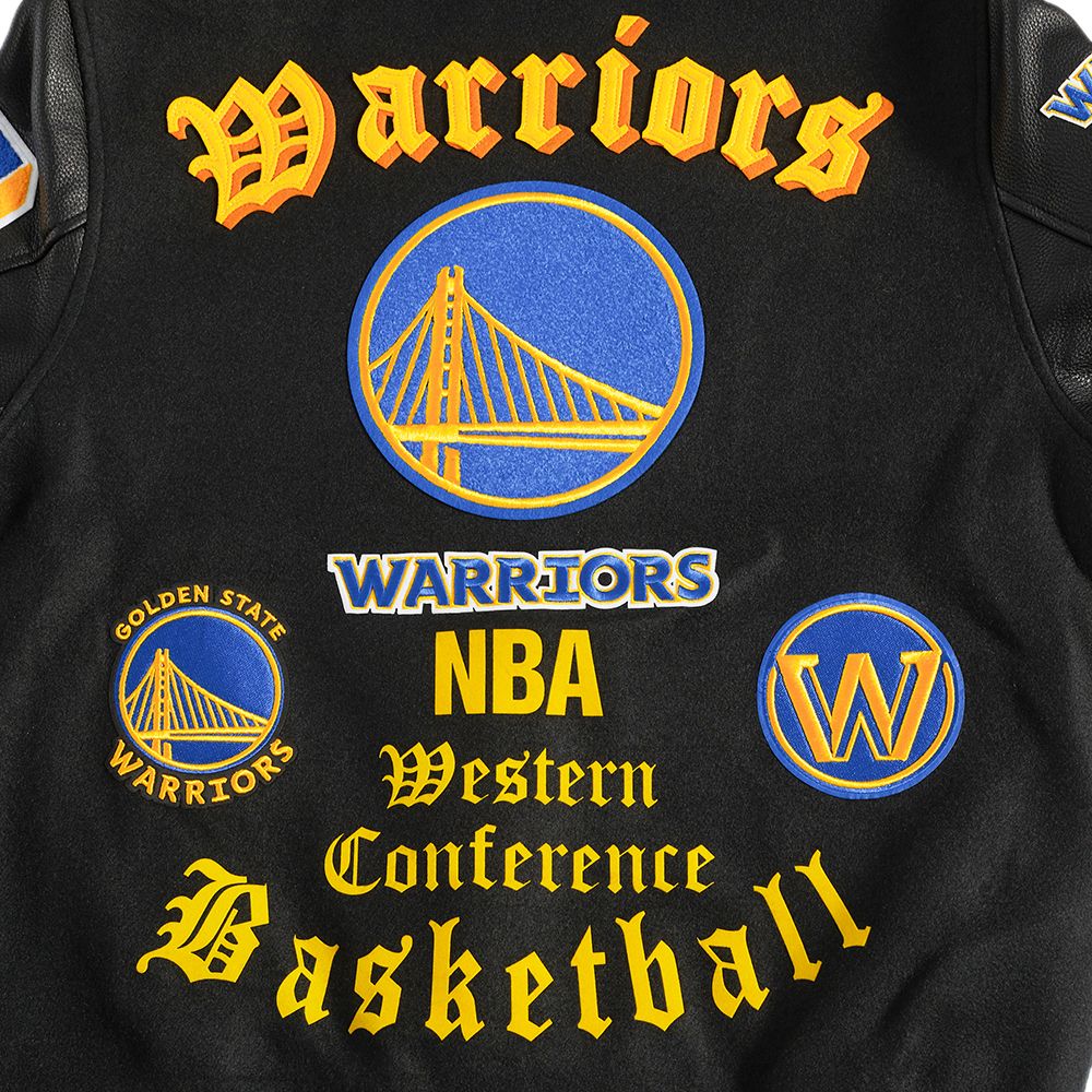 Pro Standard Men's Golden State Warriors Black Old English Rib Wool Varsity Jacket product image