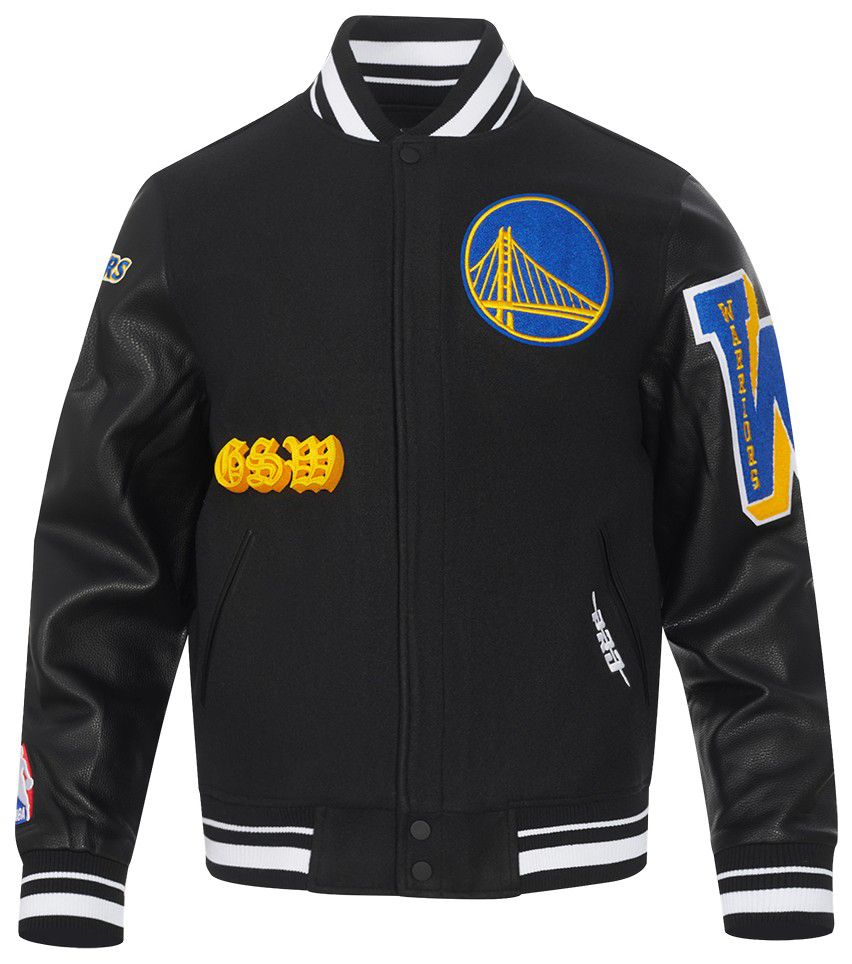 Pro Standard Men's Golden State Warriors Black Old English Rib Wool Varsity Jacket product image