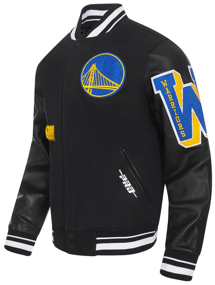 Pro Standard Men's Golden State Warriors Black Old English Rib Wool Varsity Jacket product image