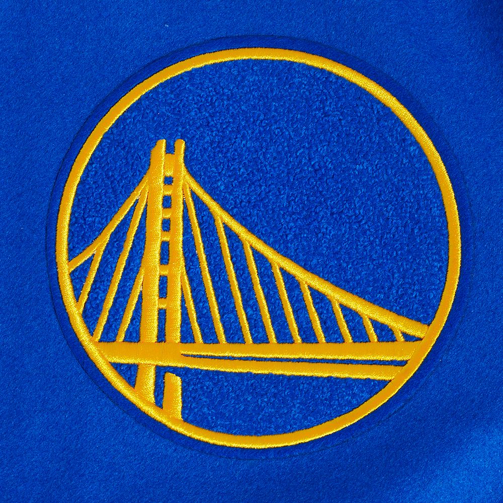 Pro Standard Men's Golden State Warriors Royal Old English Rib Wool Varsity Jacket product image