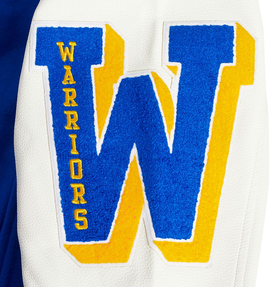 Pro Standard Men's Golden State Warriors Royal Old English Rib Wool Varsity Jacket product image