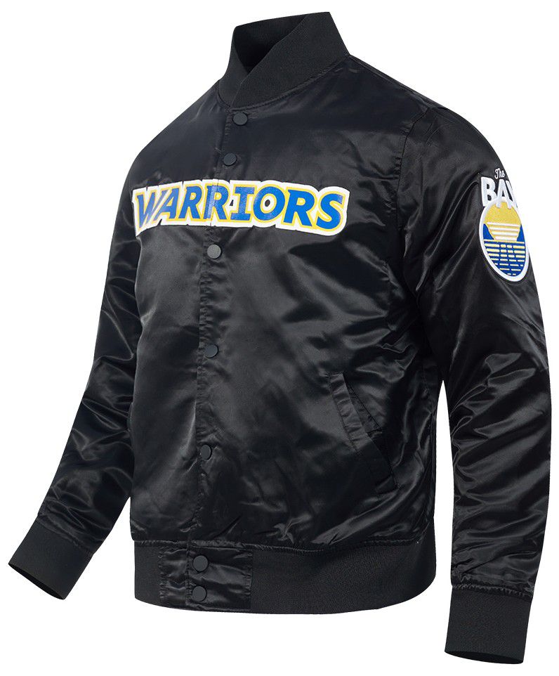 Pro Standard Men's Golden State Warriors Black Big Logo Satin Jacket product image