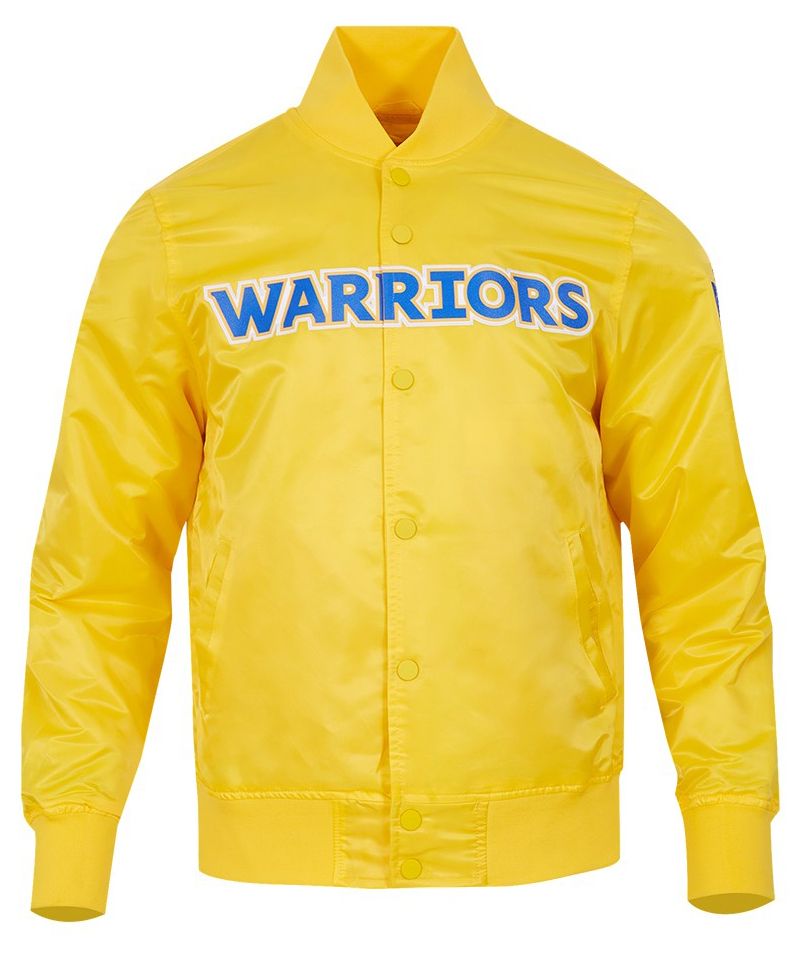 Pro Standard Men's Golden State Warriors Yellow Big Logo Satin Jacket product image
