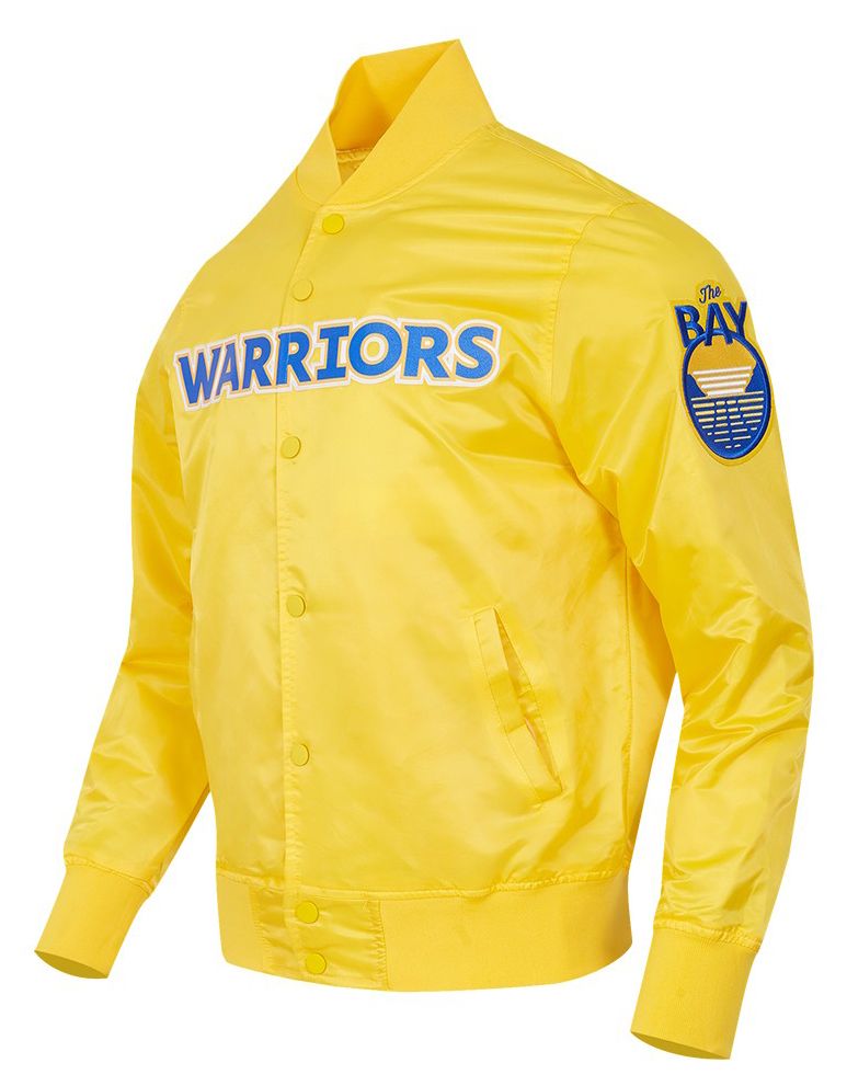 Pro Standard Men's Golden State Warriors Yellow Big Logo Satin Jacket product image