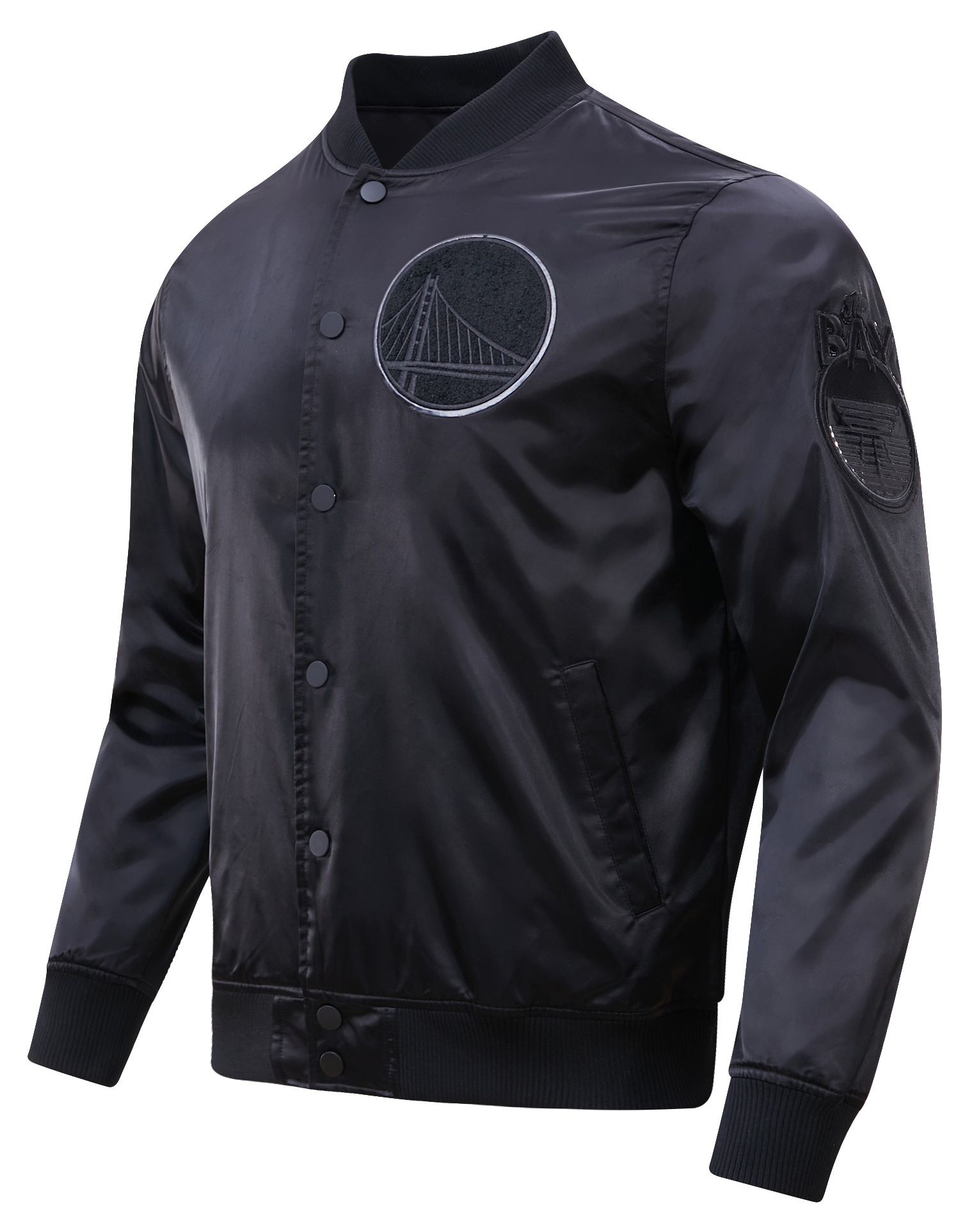 Pro Standard Men's Golden State Warriors Triple Black Satin Jacket product image