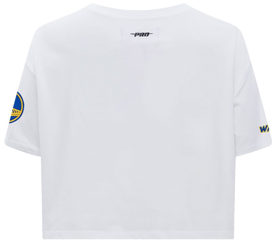 Pro Standard Women's Golden State Warriors White Script Tail Boxy Cropped T-Shirt product image