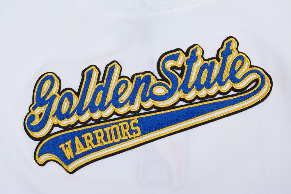 Pro Standard Women's Golden State Warriors White Script Tail Boxy Cropped T-Shirt product image