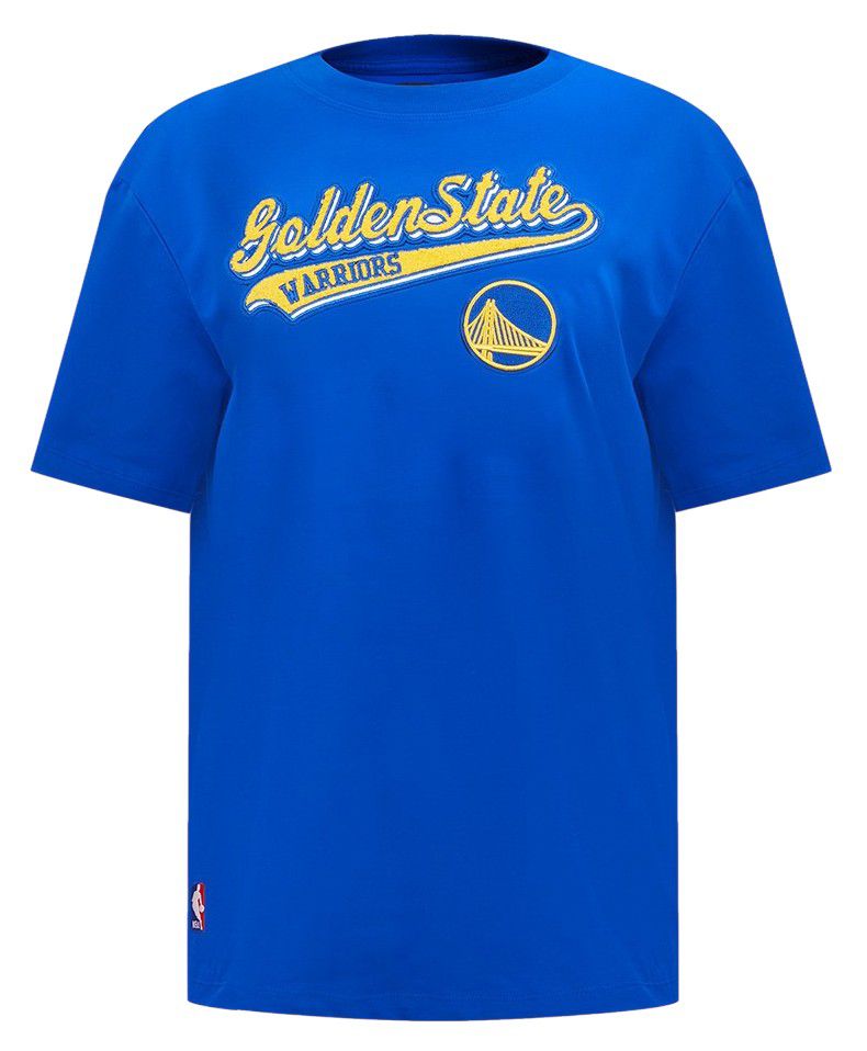 Pro Standard Women's Golden State Warriors Blue Script Tail Boyfriend T-Shirt product image