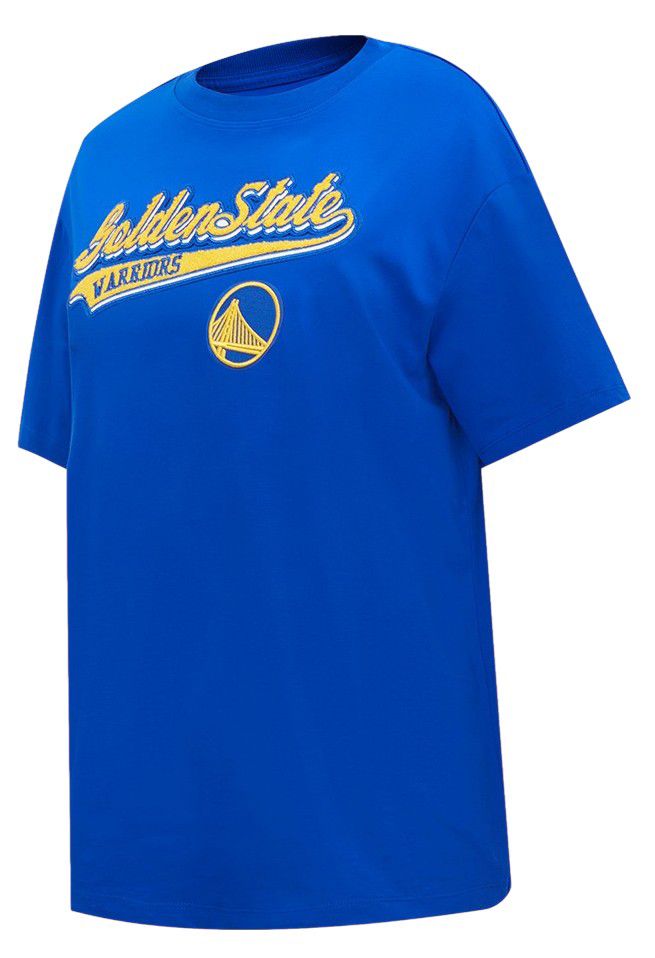 Pro Standard Women's Golden State Warriors Blue Script Tail Boyfriend T-Shirt product image