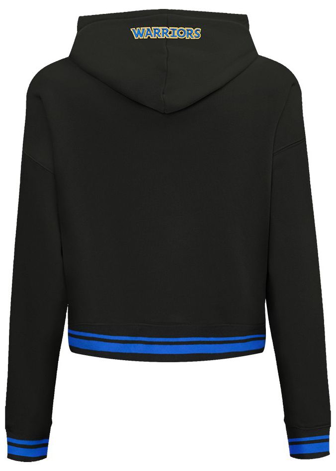 Pro Standard Women's Golden State Warriors Black Script Tail Rib Cropped Fleece Pullover Hoodie product image