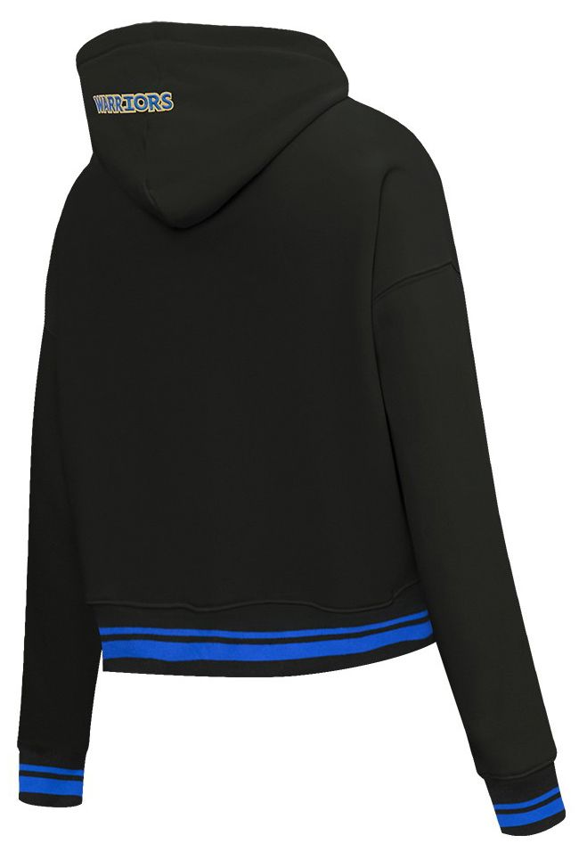 Pro Standard Women's Golden State Warriors Black Script Tail Rib Cropped Fleece Pullover Hoodie product image