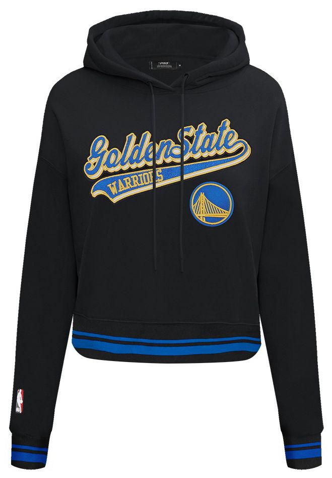 Pro Standard Women's Golden State Warriors Black Script Tail Rib Cropped Fleece Pullover Hoodie product image