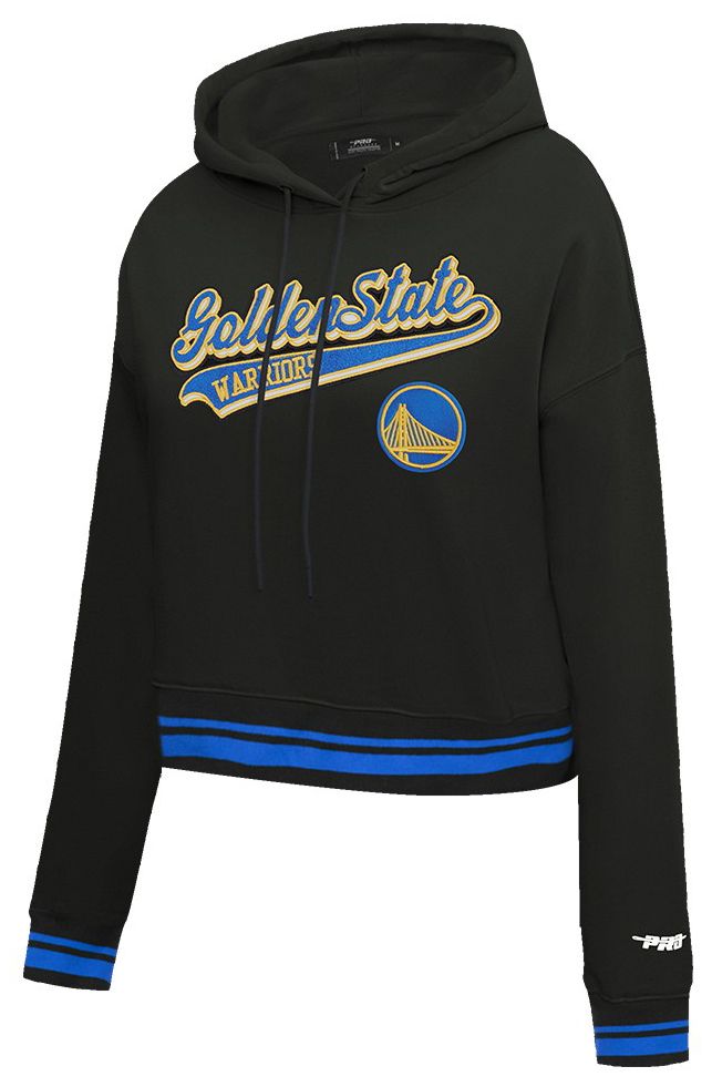 Pro Standard Women's Golden State Warriors Black Script Tail Rib Cropped Fleece Pullover Hoodie product image