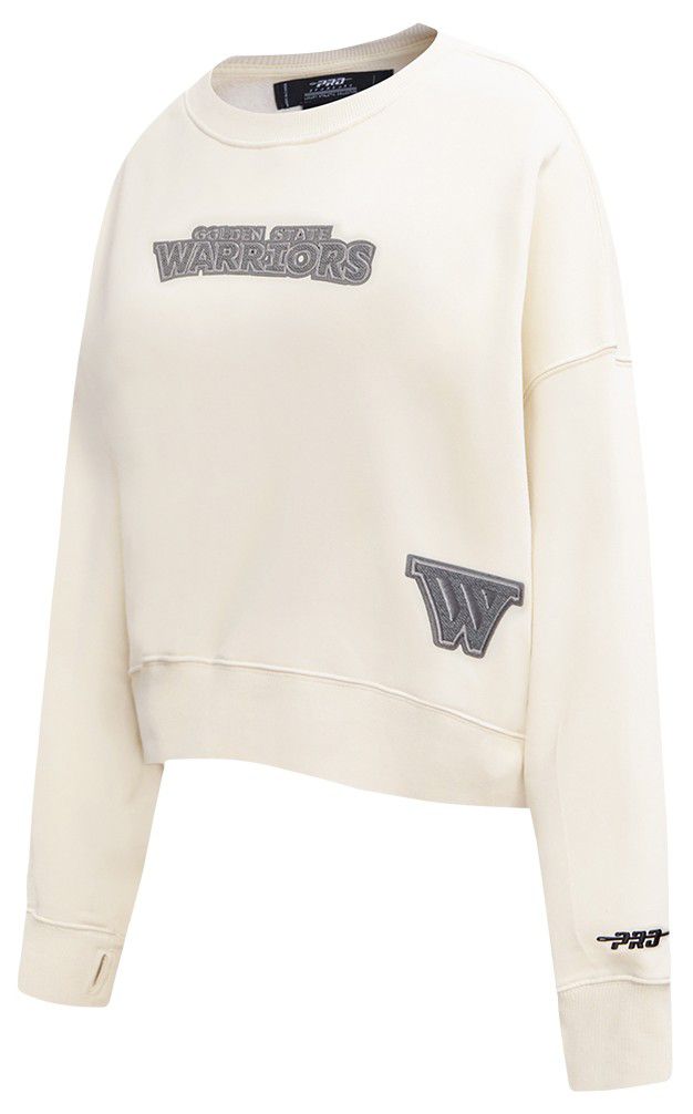 Pro Standard Women's Golden State Warriors Off White Reverse French Terry Crewneck Sweatshirt product image
