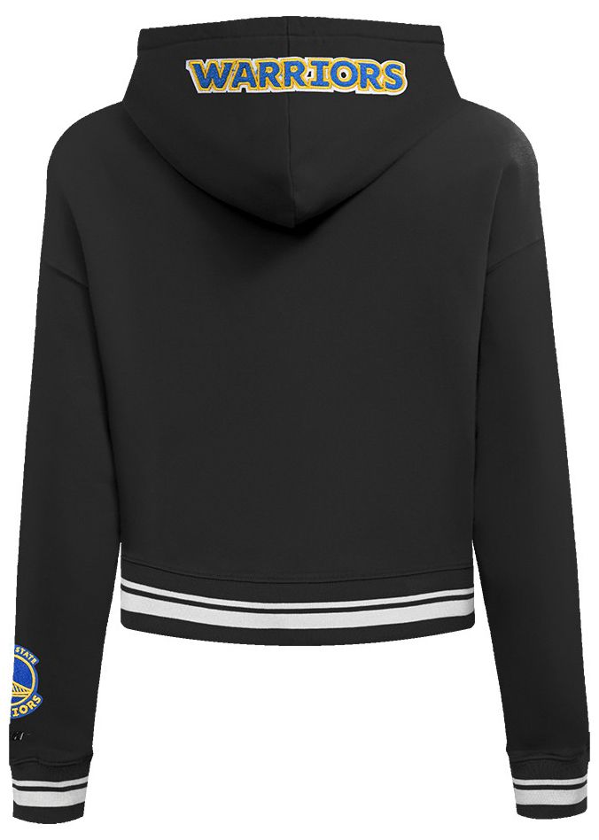 Pro Standard Women's Golden State Warriors Black Mash Up Rib Cropped Fleece Pullover Hoodie product image
