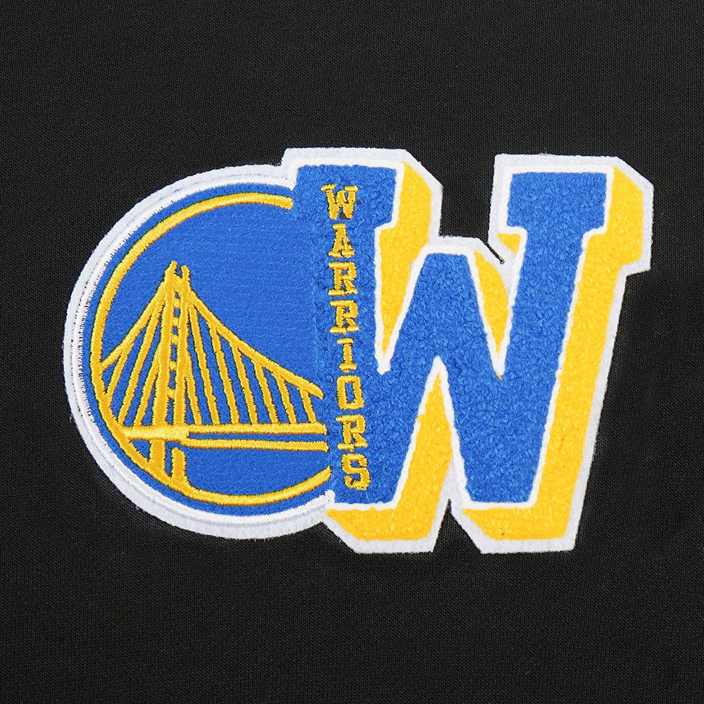 Pro Standard Women's Golden State Warriors Black Mash Up Rib Cropped Fleece Pullover Hoodie product image