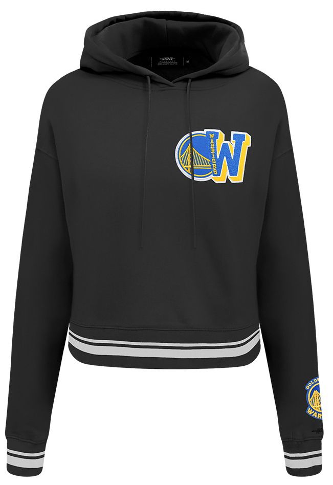 Pro Standard Women's Golden State Warriors Black Mash Up Rib Cropped Fleece Pullover Hoodie product image