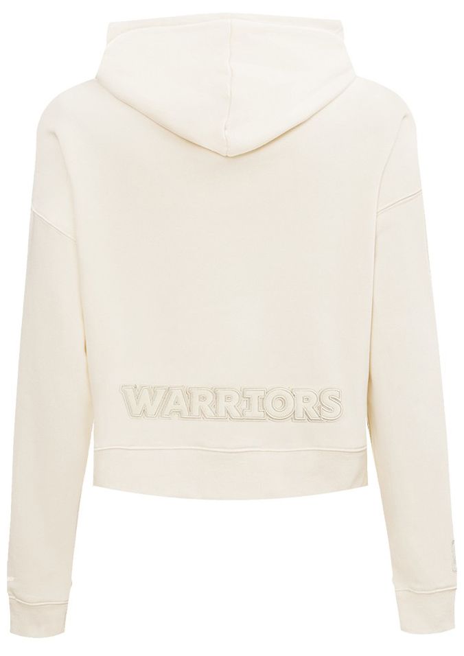 Pro Standard Women's Golden State Warriors Off White Neutral Cropped Fleece Pullover Hoodie product image
