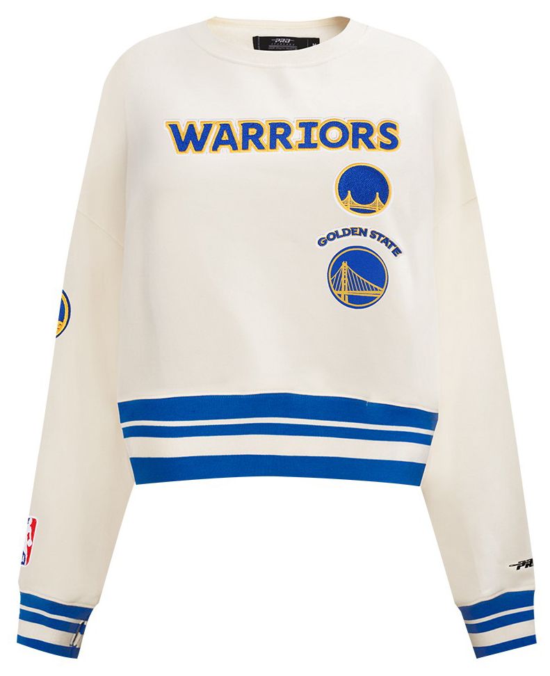 Pro Standard Women's Golden State Warriors Off White Retro Classic Fleece Crewneck Sweatshirt product image